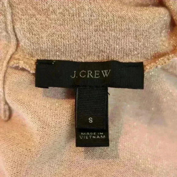 J.Crew Sparkle Pink Rose Gold Turtleneck w/ Lettuce Edge Cuffs & Trim Size Small - Picture 4 of 9